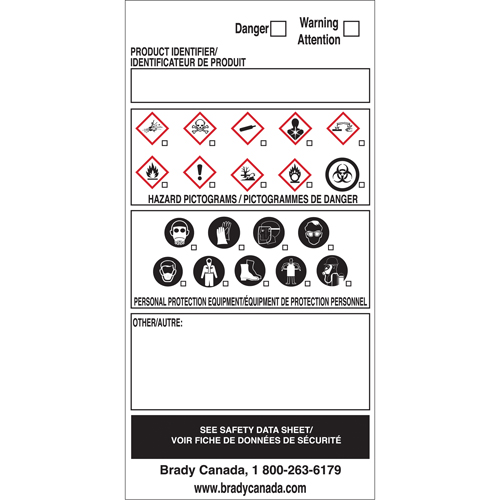 OTS WHMIS Labels, Vinyl, Sheet, 6" L x 3" W Air Extreme Inc.