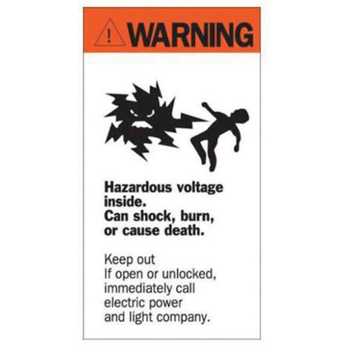 "Warning Hazardous Voltage" Sign, 8" x 4-1/2", Acrylic, English with Pictogram Air Extreme Inc.