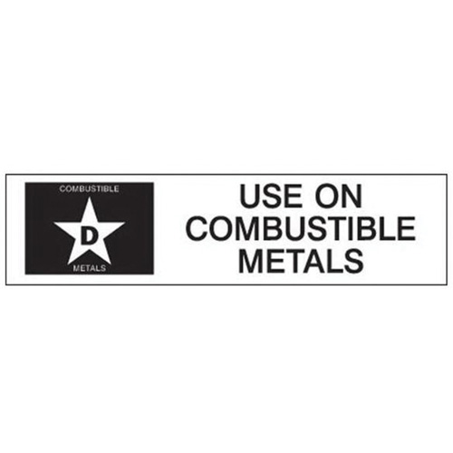 "D: Use on Combustible Metals" Fire Extinguisher Label Air Extreme Inc.