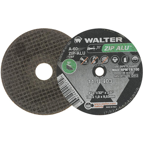 Meule ZIP ALU, 4" x 1/32", Arbre de 3/8", Type 1, Oxyde d'aluminium, 19100 Tr/min Air Extreme Inc.