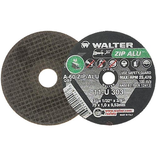Meule ZIP ALU, 3" x 1/32", Arbre de 3/8", Type 1, Oxyde d'aluminium, 25470 Tr/min Air Extreme Inc.