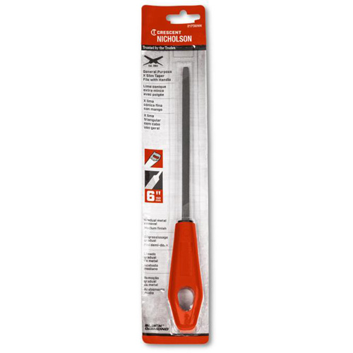 Lime pointue tr&egrave;s mince avec poign&eacute;e rouge, Triangle, 6", Simple Air Extreme Inc.