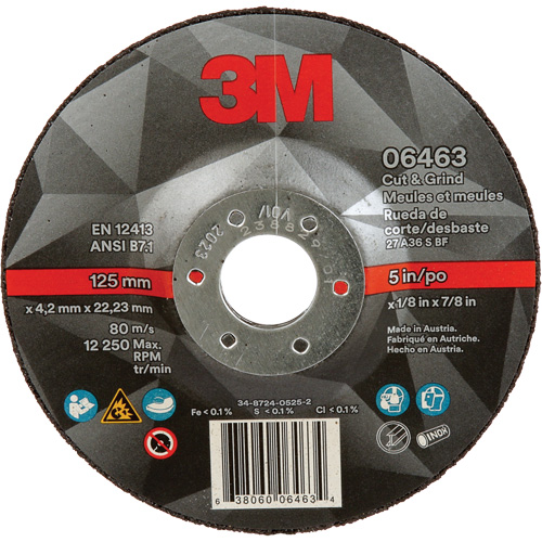 Cut & Grind Wheel, 5" x 1/8", 7/8" Arbor, Type 27, Ceramic Air Extreme Inc.