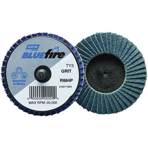 R884P BlueFire&reg; Mini Flap Disc, 3" x Type 27, P40 Grit, Zirconia Alumina Air Extreme Inc.