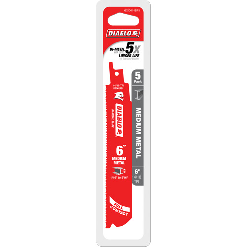 Lame de scie alternative de s&eacute;rie moyenne pour le m&eacute;tal, Bim&eacute;tal, 14-18 Dents par pouce, 6" lo x 1" la Air Extreme Inc.