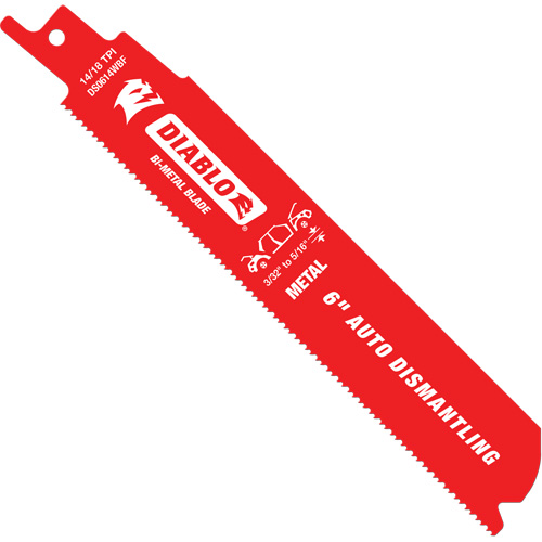 Reciprocating Blade for Auto Dismantling, Bi-Metal, 10-14 TPI, 6" L x 1" W Air Extreme Inc.