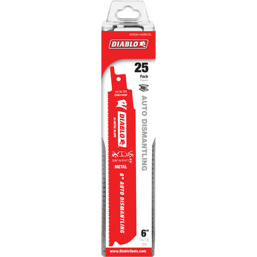 Reciprocating Blade for Auto Dismantling, Bi-Metal, 14-18 TPI, 6" L x 1" W Air Extreme Inc.
