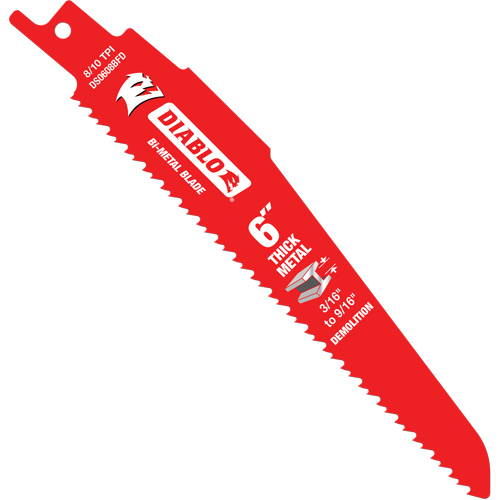 Reciprocating Blade for Thick Metal/Demolition, Bi-Metal, 8-10 TPI, 6" L Air Extreme Inc.