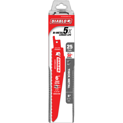 Reciprocating Blade for Thick Metal/Demolition, Bi-Metal, 8-10 TPI, 6" L Air Extreme Inc.