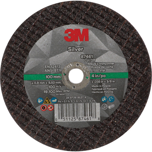 Silver Cut-Off Wheel, 4" x 0.04", 3/8"-24 Arbor, Type 1, Ceramic, 19100 RPM Air Extreme Inc.