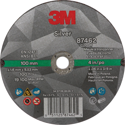 Silver Cut-Off Wheel, 4" x 0.06", 3/8"-24 Arbor, Type 1, Ceramic, 19100 RPM Air Extreme Inc.