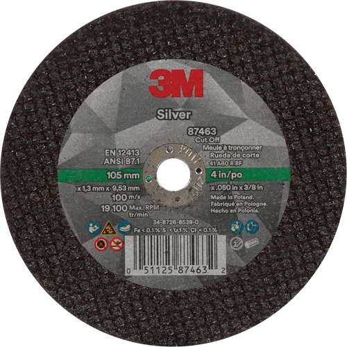 Silver Cut-Off Wheel, 4" x 0.05", 3/8"-24 Arbor, Type 1, Ceramic, 19100 RPM Air Extreme Inc.