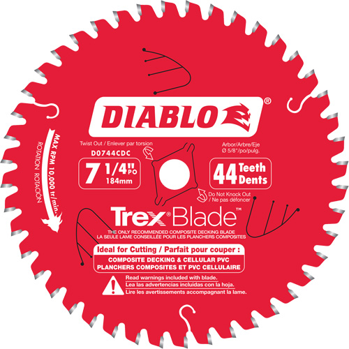 Trex&reg; Blade Cutting Saw Blade, 7-1/4", 44 Teeth, Plastic/Composite Decking Use Air Extreme Inc.