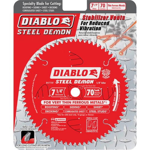 Lame de scie &agrave; d&eacute;couper Steel Demon, 7-1/4", 70 dents, Pour M&eacute;tal Air Extreme Inc.