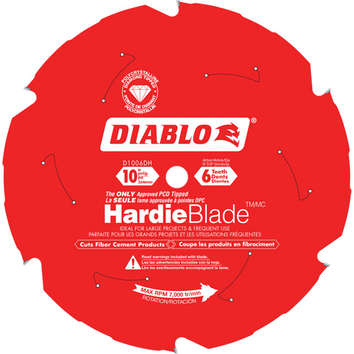 Lame de scie &agrave; d&eacute;couper HardieBlade, 10", 6 dents, Pour B&eacute;ton de fibre Air Extreme Inc.