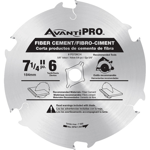 Lame de scie AvantiPro, 7-1/4", 6 dents, Pour B&eacute;ton de fibre Air Extreme Inc.