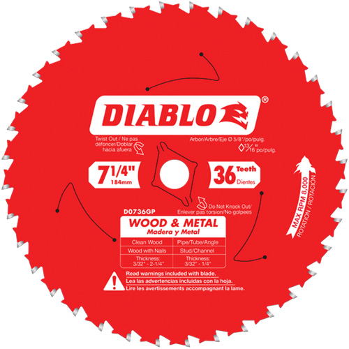Lame de scie Cermet II Steel Demon, 7-1/4", 36 dents, Pour M&eacute;tal Air Extreme Inc.