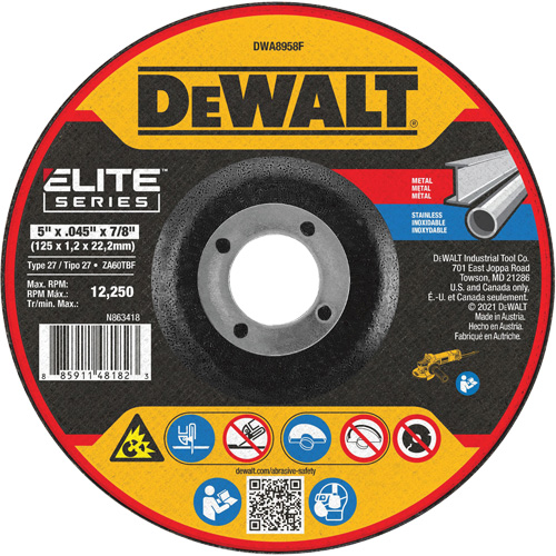 Meule de tronçonnage des m&eacute;taux s&eacute;rie Elite, 5" x 0,045", Arbre 7/8", Alumine de zirconium, Type 27 Air Extreme Inc.