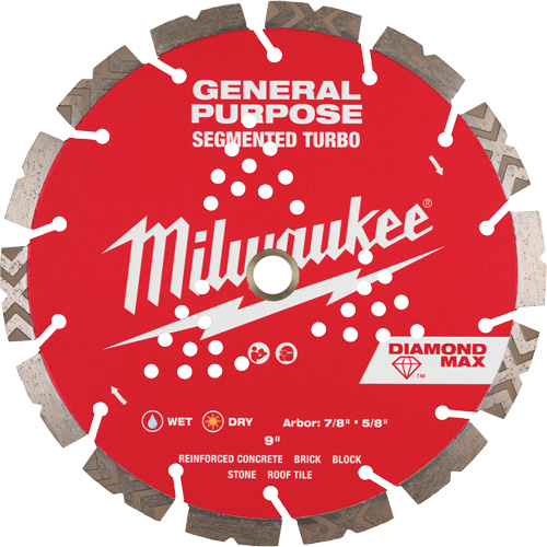Diamond Max Segmented Turbo Saw Blade, 9", Metal/Stone/Concrete/Ductile Iron/Cement/Non-Ferrous/Brick/Fibre Cement/Tile/Asphalt Use Air Extreme Inc.
