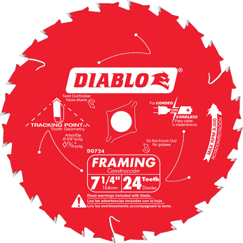 Framing Saw Blade, 7-1/4", 24 Teeth, Wood Use Air Extreme Inc.