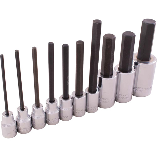 SAE Hex Head Socket Set, Hex, 1/2"/3/8" Drive, 10 Pcs Air Extreme Inc.