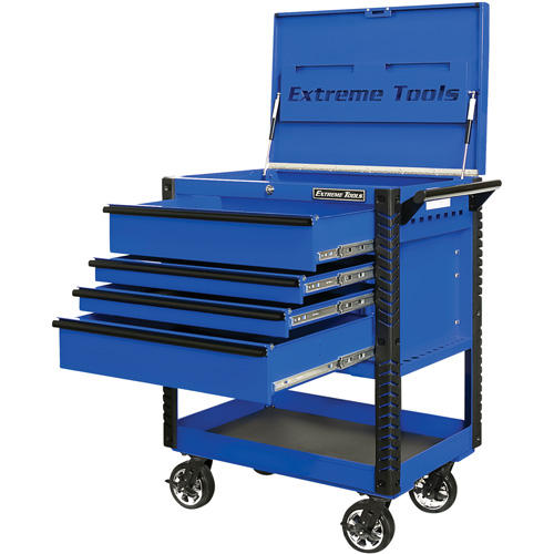 EX Deluxe Series Tool Cart, 4 Drawers, 22-7/8" L x 33" W x 44-1/4" H, Blue Air Extreme Inc.