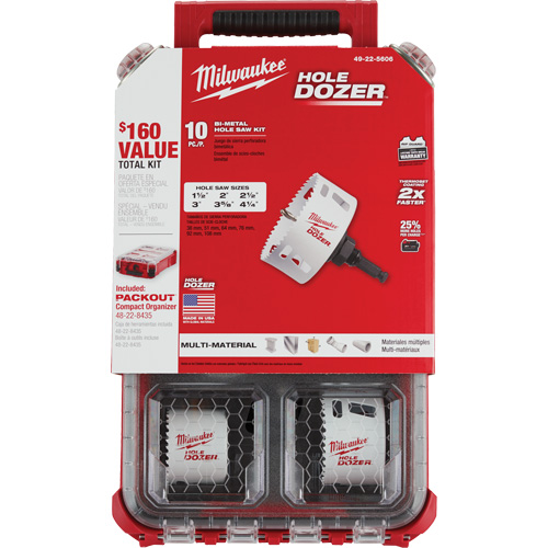 Packout Hole Dozer Hole Saw Kit, 10 Pieces Air Extreme Inc.