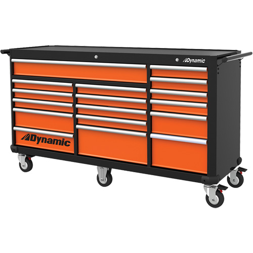 Armoire roulante, 17 tiroirs, 71" la x 24" p x 41" h, Noir/Orange Air Extreme Inc.