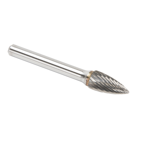 Solid Carbide Burrs - Tree Shape Pointed End, SG-3, 9.53 mm Dia., 1/4" Shank Air Extreme Inc.