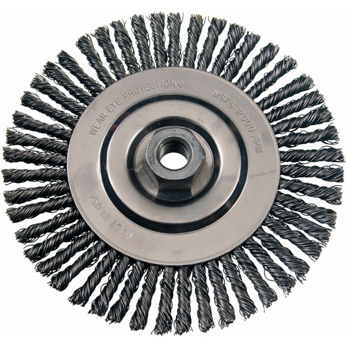 Wire Wheel Brushes, 4-7/8" Dia., 0.02" Fill, 5/8"-11 Arbor, Steel Air Extreme Inc.