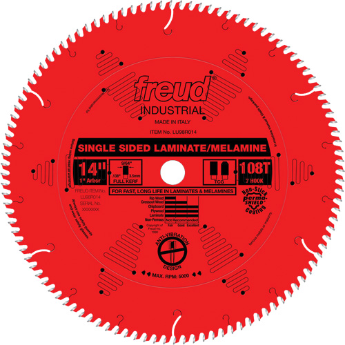 Lames de scie industrielle TCS pour panneaux de particules, 14", 108 dents, Pour Stratifi&eacute; Air Extreme Inc.