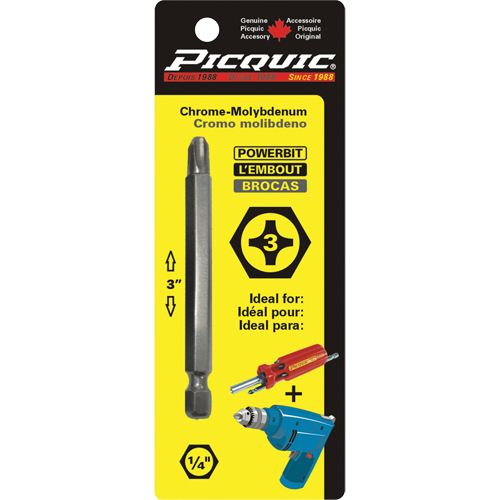 Powerbit, Phillips, #3 Tip, 1/4" Drive Size, 3" Length Air Extreme Inc.