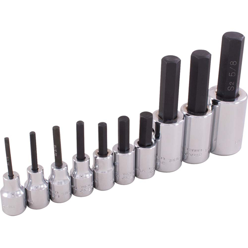 Hex Head Socket Set, Hex, 1/2"/3/8" Drive, 10 Pcs Air Extreme Inc.