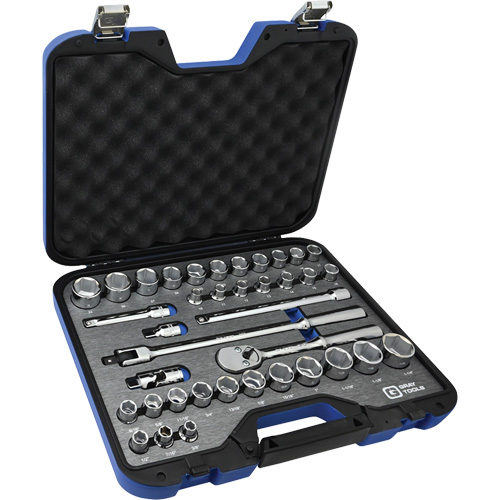 SAE & Metric Socket & Attachments Set, 38 Pcs, 1/2" Drive Size Air Extreme Inc.