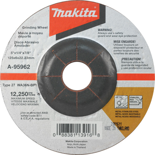 Meule inox, 5" x 1/4", Arbre 7/8", Oxyde d'aluminium, Type 27 Air Extreme Inc.