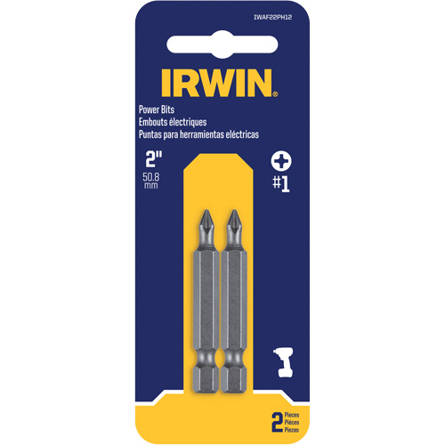 Power Bits, Phillips, #1 Tip, 1/4" Drive Size, 1-15/16" Length Air Extreme Inc.