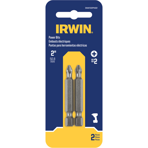 Power Bits, Phillips, #2 Tip, 1/4" Drive Size, 2" Length Air Extreme Inc.