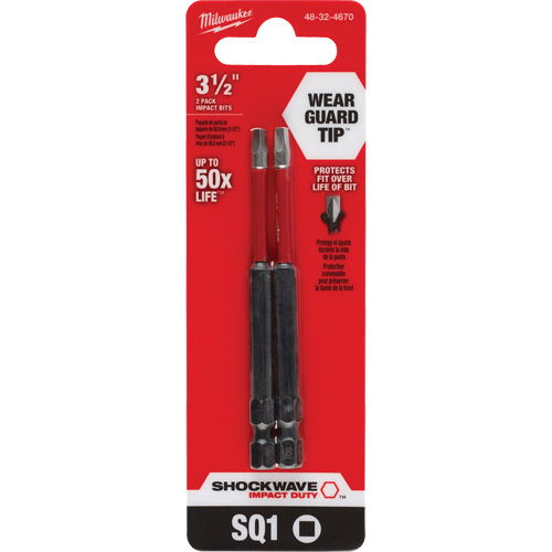 Embout de tournevis Shockwave Impact Duty, Carr&eacute;e, Embout #1, Prise 1/4", Longueur 3-1/2" Air Extreme Inc.