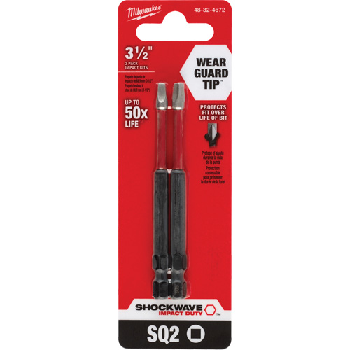 Shockwave Impact Duty Screwdriver Bit, Square, #2 Tip, 1/4" Drive Size, 3-1/2" Length Air Extreme Inc.