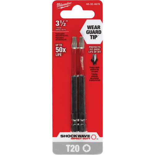 Embout de tournevis Shockwave Impact Duty, Torx, Embout T-20, Prise 1/4", Longueur 3-1/2" Air Extreme Inc.