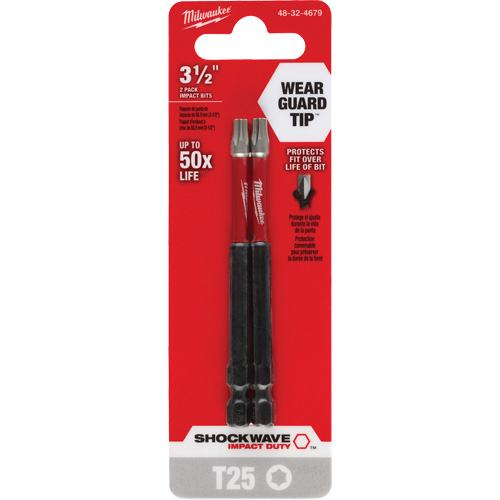 Shockwave Impact Duty Screwdriver Bit, Torx, T-25 Tip, 1/4" Drive Size, 3-1/2" Length Air Extreme Inc.
