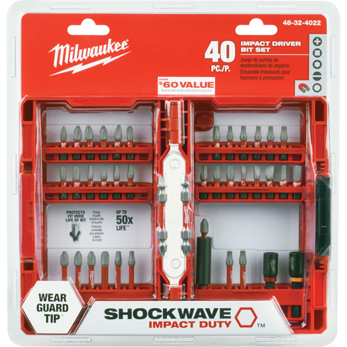 Jeu de 40 embouts de visseuse &agrave; percussion Shockwave Impact-Duty Air Extreme Inc.