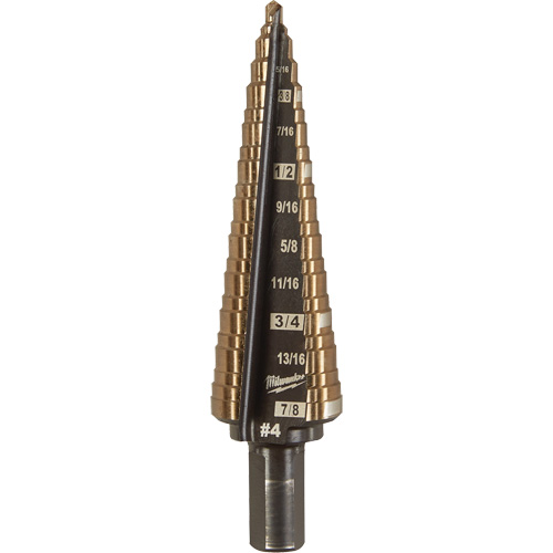 Step Drill Bit, 3/16"/#4 - 7/8"/#4 , 1/32" Increments, High Speed Cobalt Air Extreme Inc.