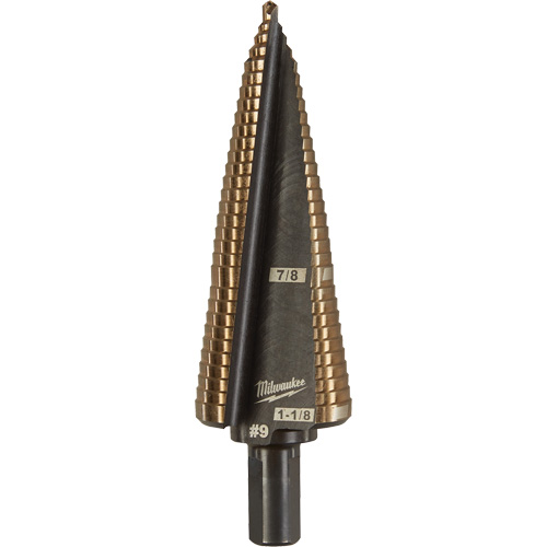 Step Drill Bit, 7/8"/#9 - 1-1/8"/#9 , 1/32" Increments, High Speed Cobalt Air Extreme Inc.