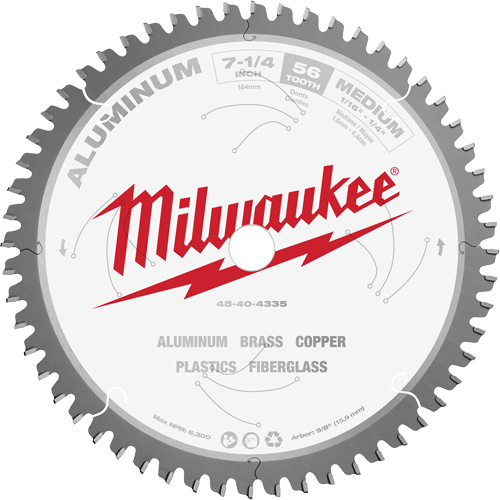 Aluminum Cutting Circular Saw Blade, 7-1/4", 56 Teeth, Plastic/Fibreglass/Non-Ferrous Use Air Extreme Inc.