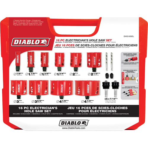 Electrician's Bi-Metal Hole Saw Set, 16 Pieces Air Extreme Inc.