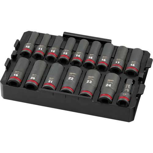 Jeu de douilles profondes 3/8" Shockwave Impact Duty Packout, 16 Mcx, Chocs, Prise de 1/2", Profond Air Extreme Inc.