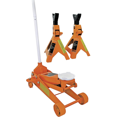 Cric datelier 3 tonnes avec paires de chandelles pour v&eacute;hicule de 3 tonnes, 2,5 tonne(s) Capacit&eacute;, 5" Abaiss&eacute;e, 19-1/4" &eacute;lev&eacute;e, Hydraulique &agrave; main Air Extreme Inc.