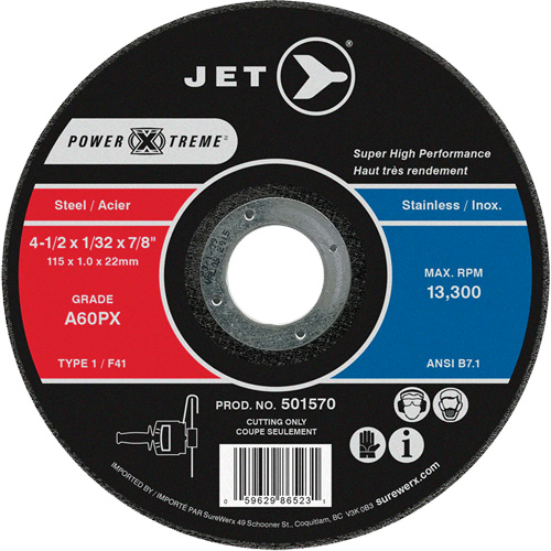 A60PX Power-Xtreme Cut-Off Wheel, 4-1/2" x 1/32", 7/8" Arbor, Type 1, 13300 RPM Air Extreme Inc.