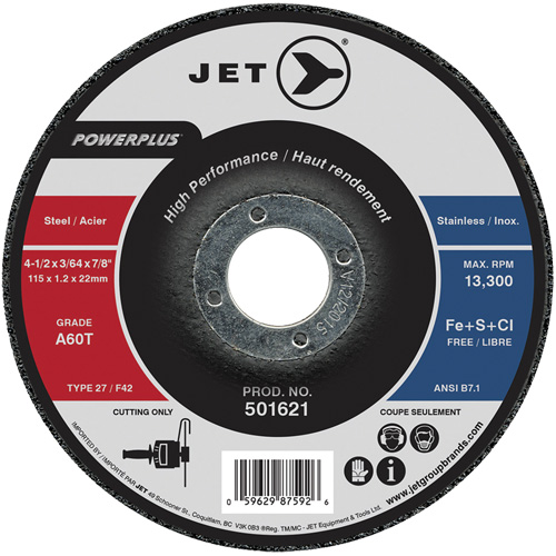 Meule &agrave; tronçonner PowerPlus A60T, 4-1/2" x 3/64", Arbre de 7/8", Type 27, 13 300 Tr/min Air Extreme Inc.